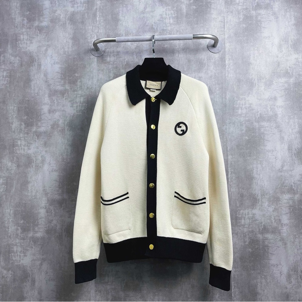 Authentic Gucci Ivory and Black Knit Jacket
